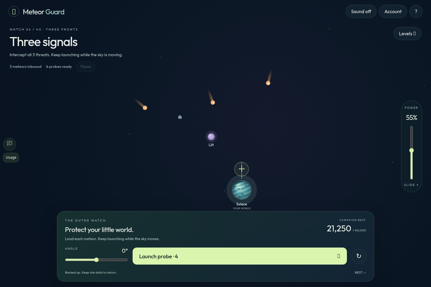 Meteor Guard browser gameplay